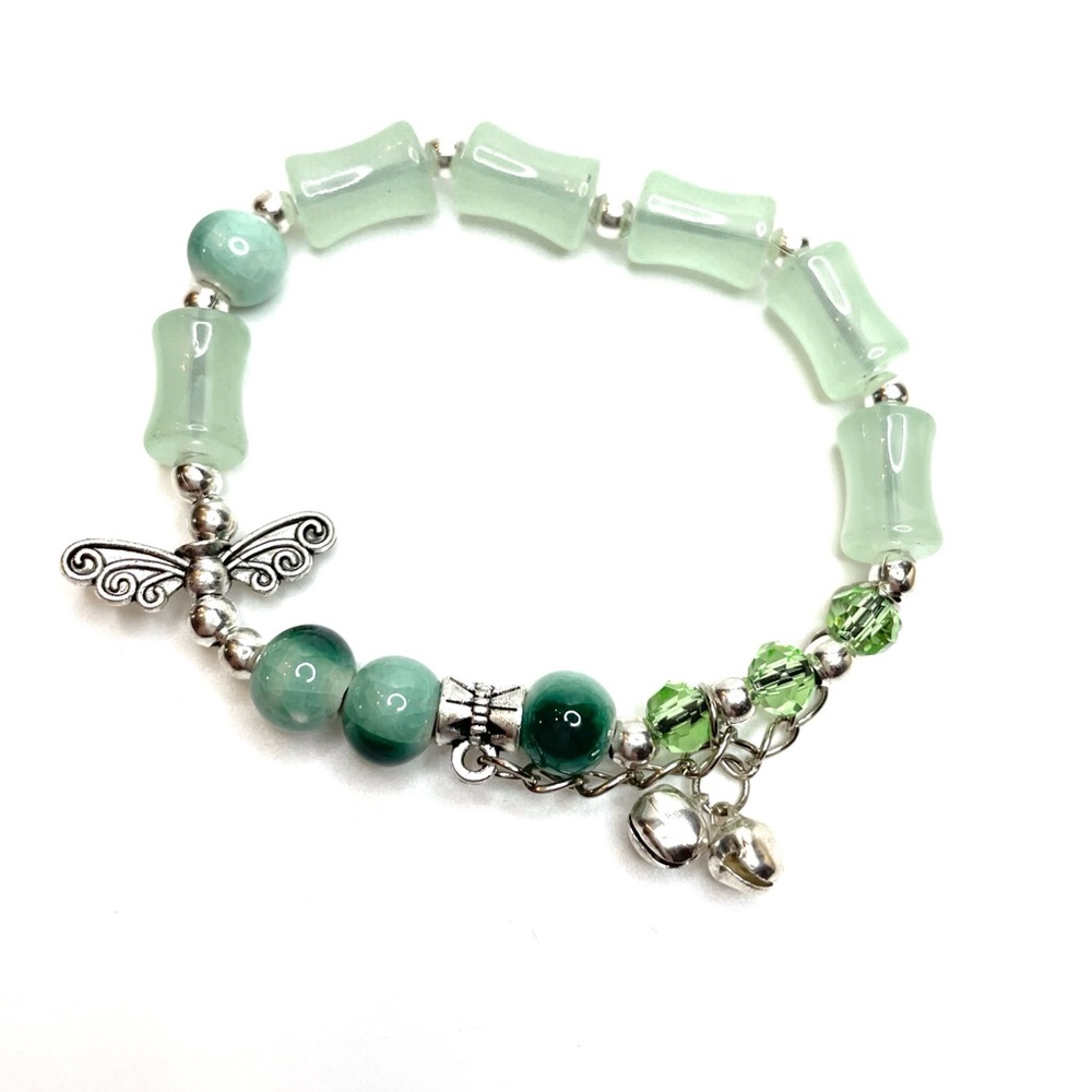 Chic Mint Green and Silver Charm Bracelet